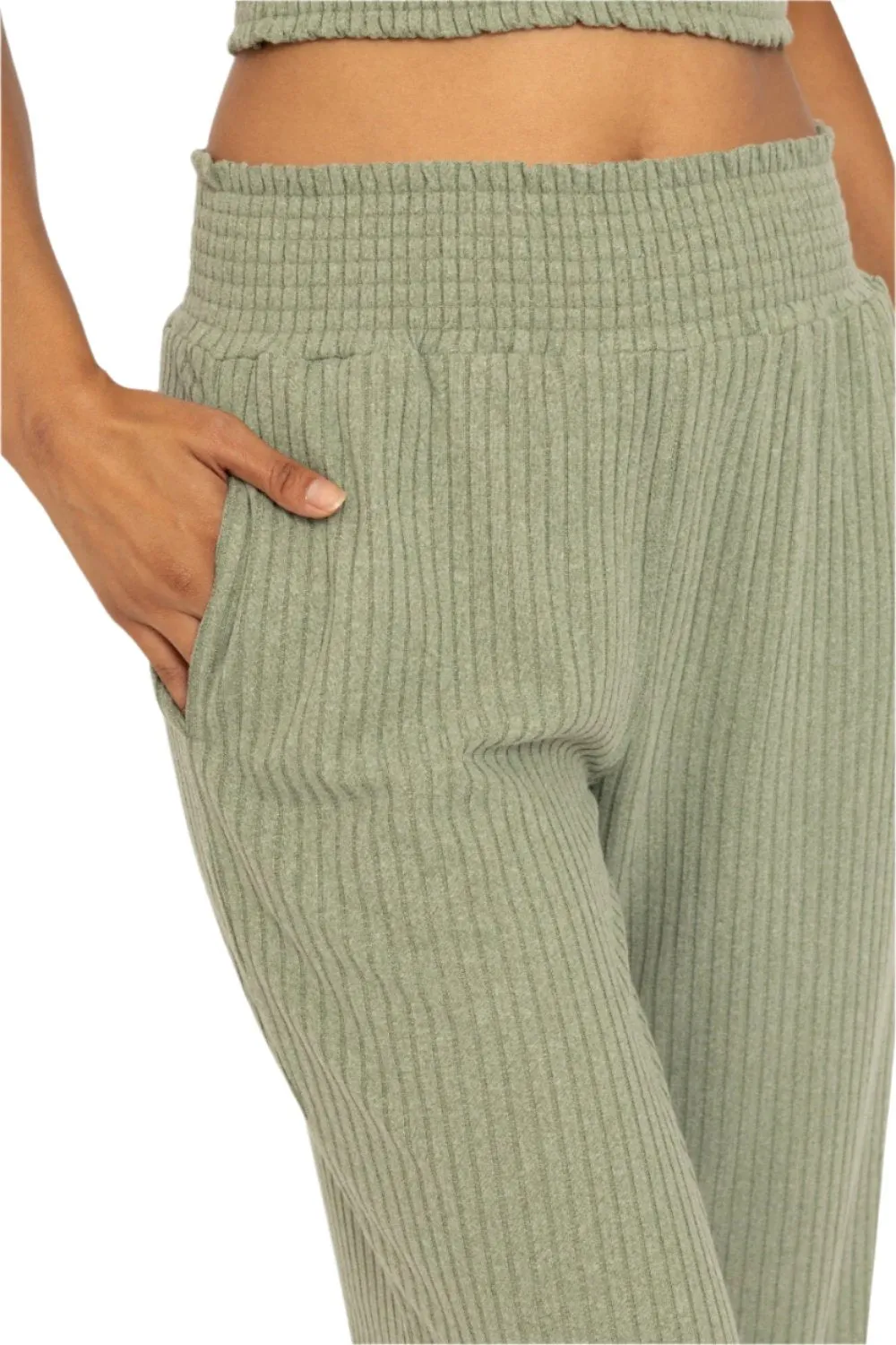 Pantalon large à côtes avec ceinture plissée Mono B KP5021