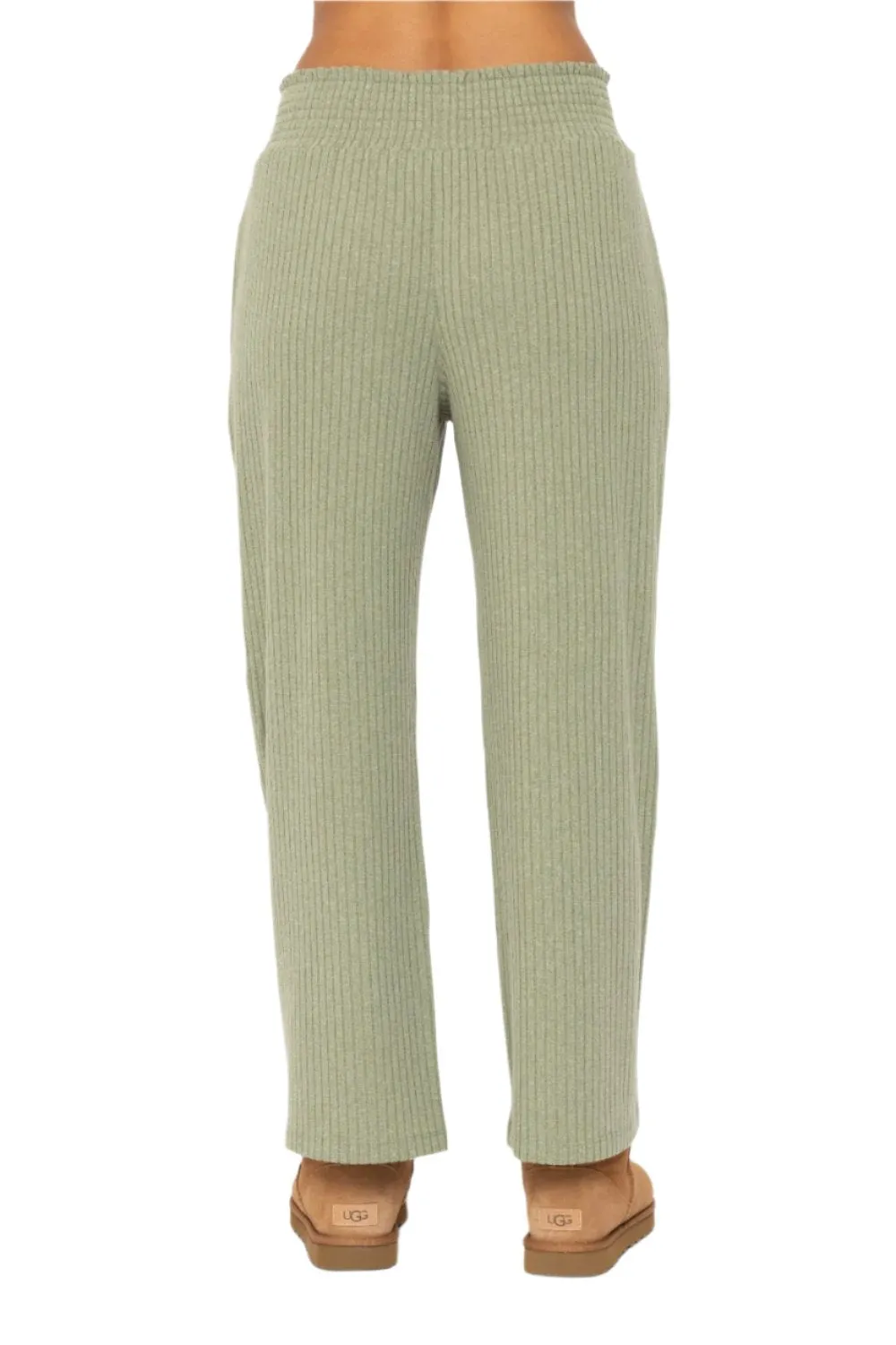 Pantalon large à côtes avec ceinture plissée Mono B KP5021