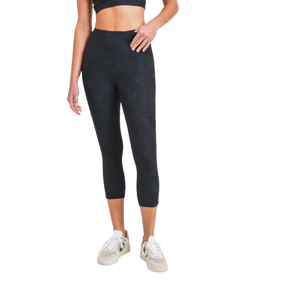 Mono B Texturé à Fleurs Tactel Capri Collant 7/8 APH8074