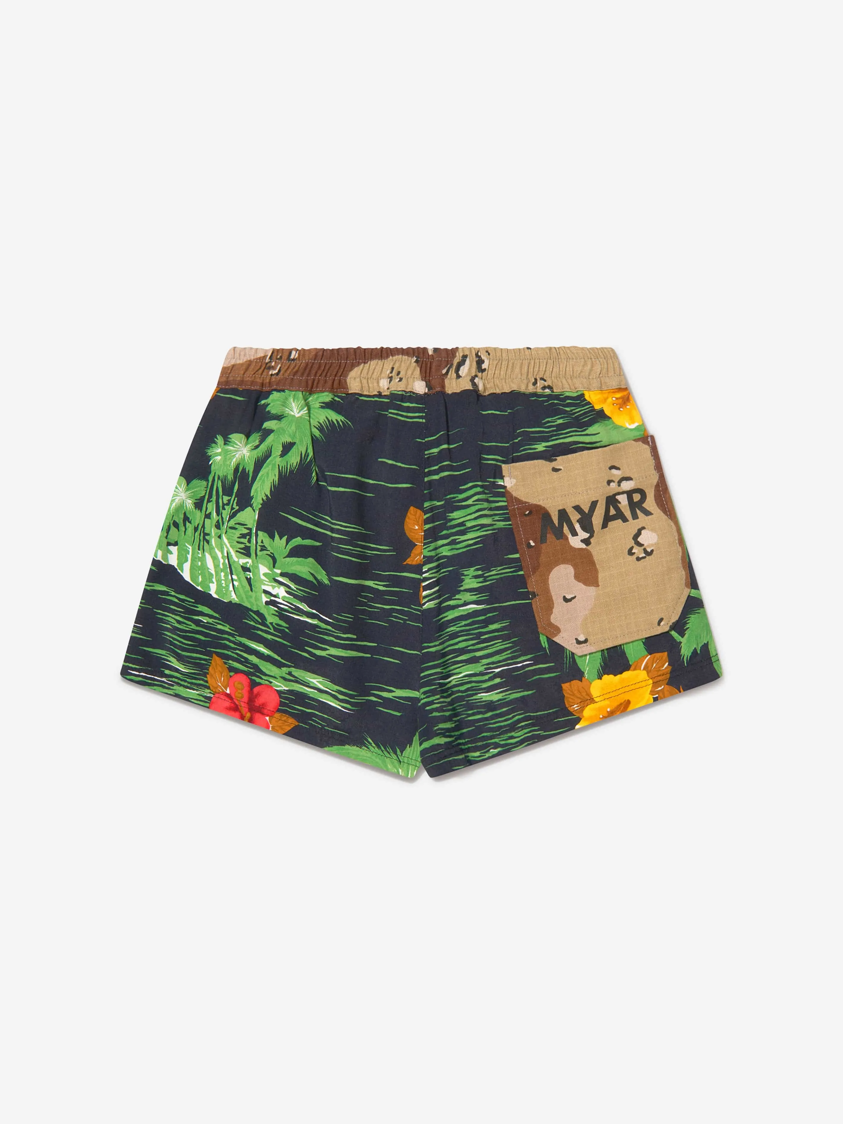 Shorts en coton imprimé hawaïen Myar Boys