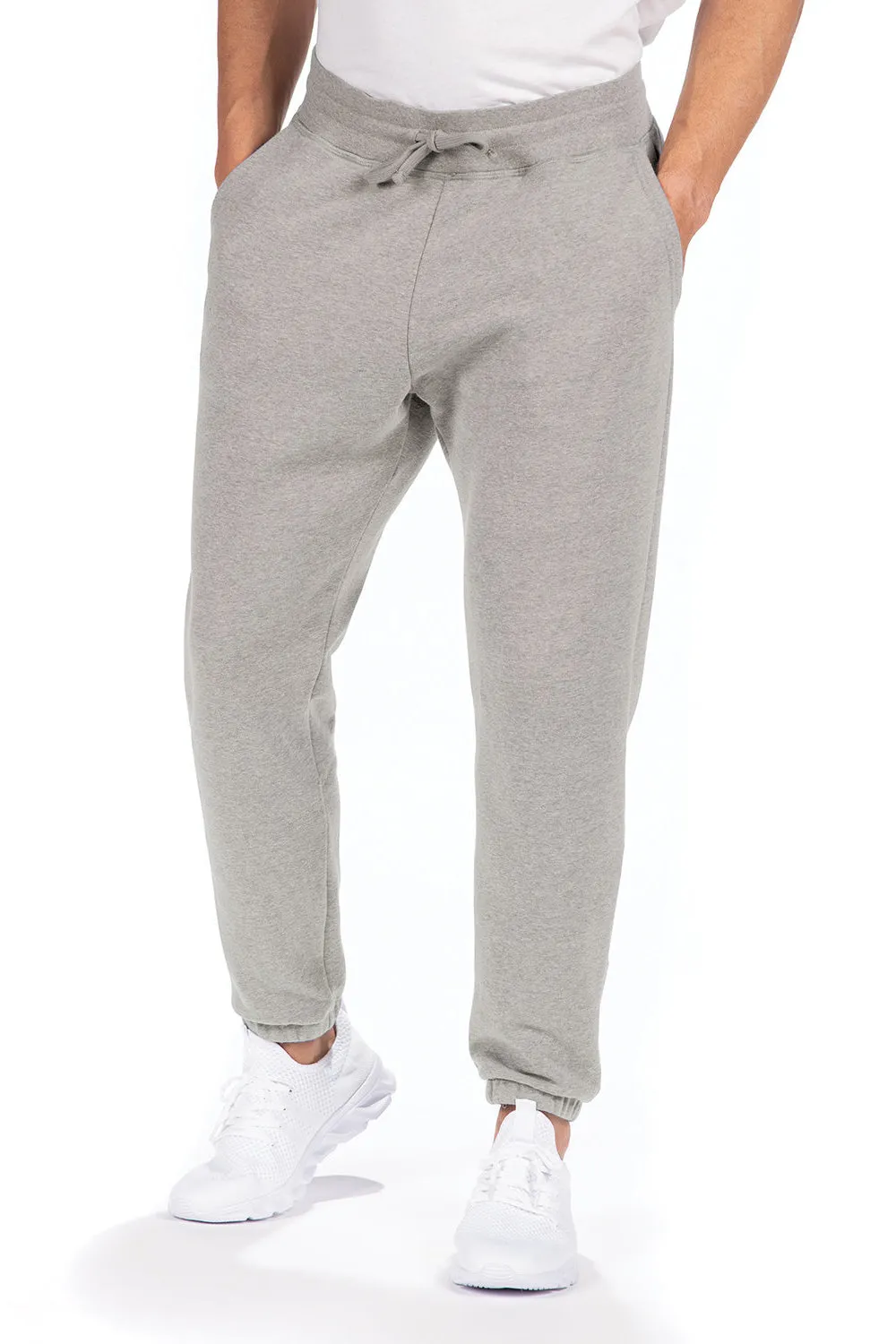 Pantalon de survêtement en polaire pour hommes de niveau supérieur avec poches - Gris chiné