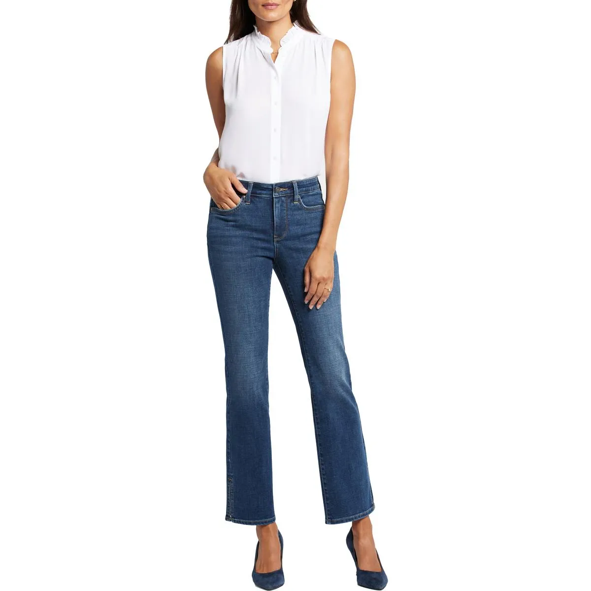 NYDJ Femmes Barbara Jeans Bootcut à Fente en Jean