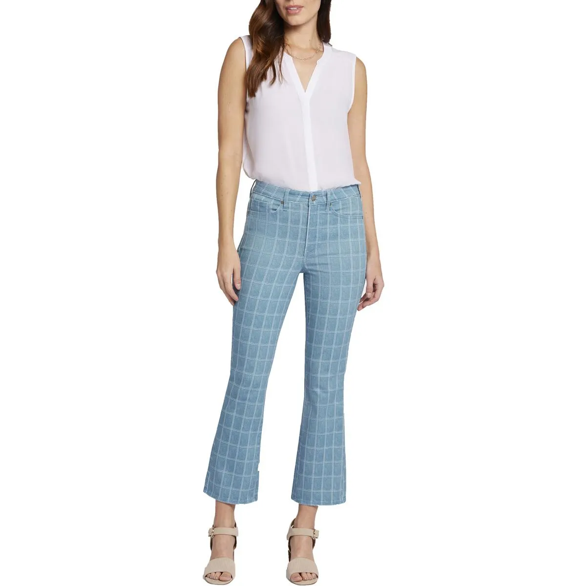 NYDJ Femmes Billie Jeans Bootcut en Denim à Carreaux