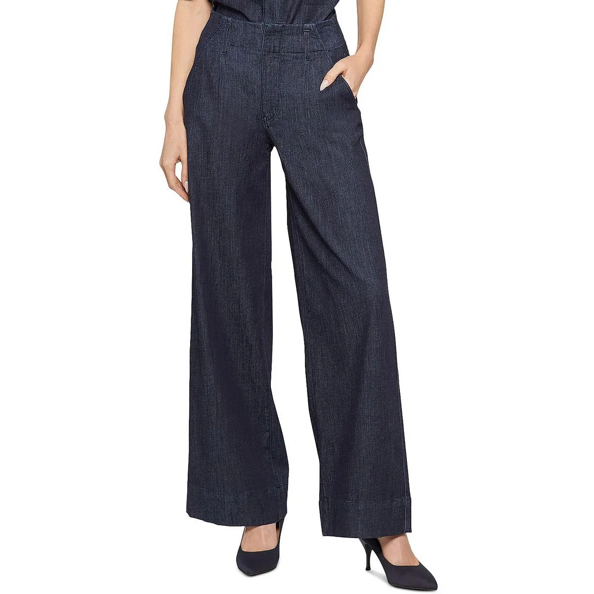 NYDJ Femmes Mona Pantalon en coton plissé à jambe large