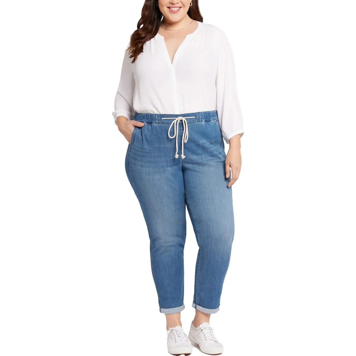 NYDJ Femmes Plus Denim Pantalon de Jogging en Coton