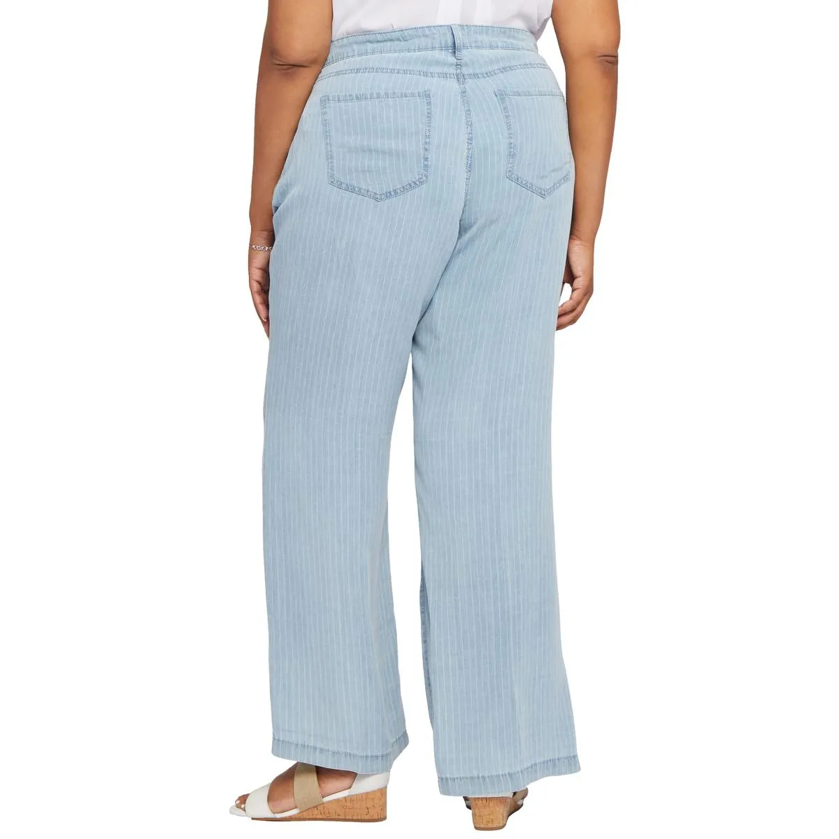 NYDJ Femmes Plus Jeans à Haute Taille à Rayures et Jambes Larges