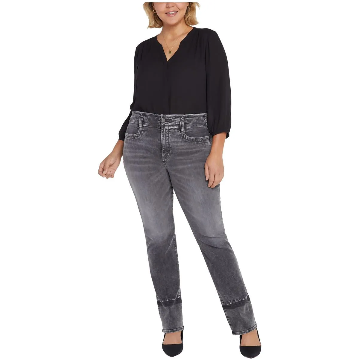 NYDJ Femmes Plus Marilyn Jeans à Taille Haute Droit Délavé