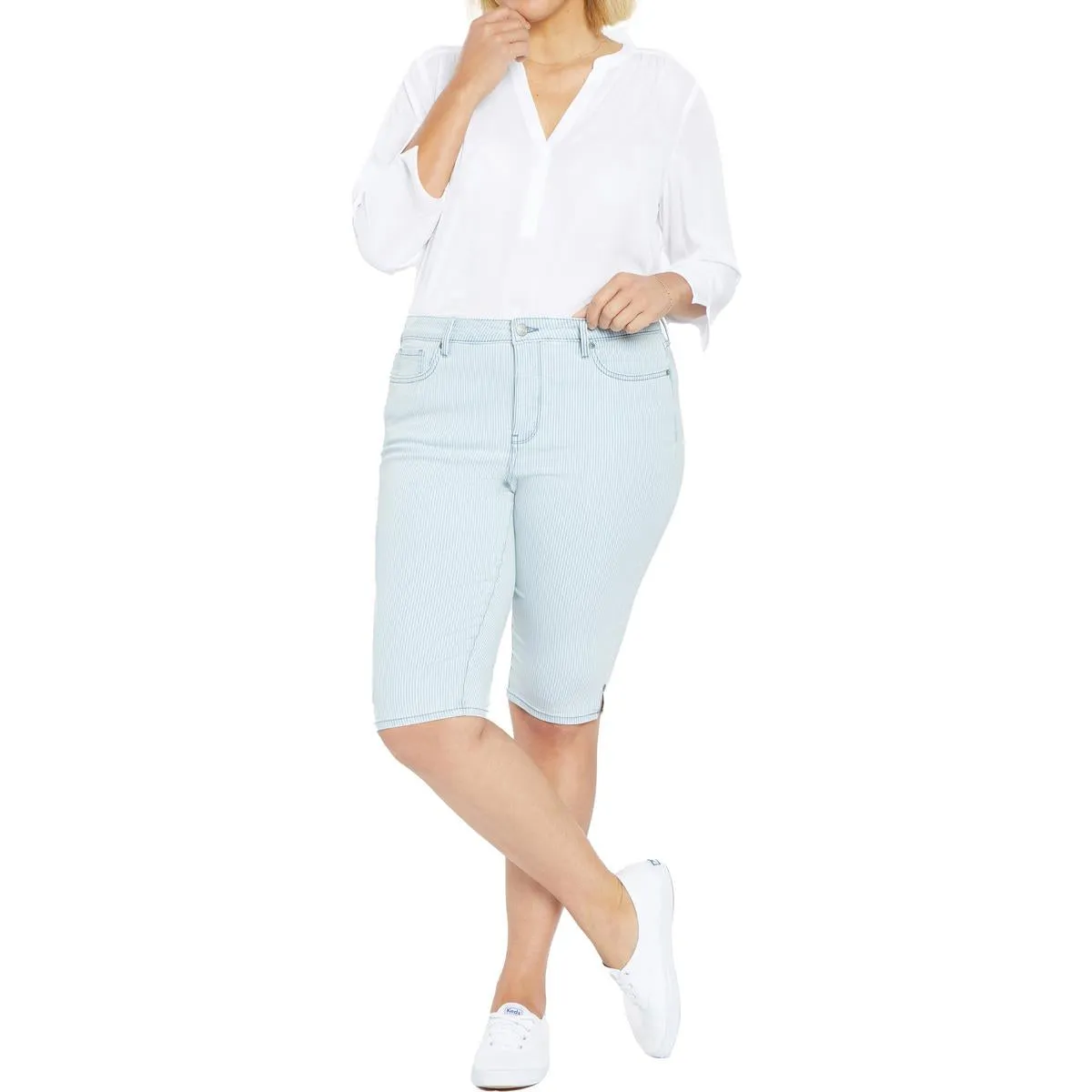 NYDJ Femmes Plus Jeans Capri en Denim à Rayures