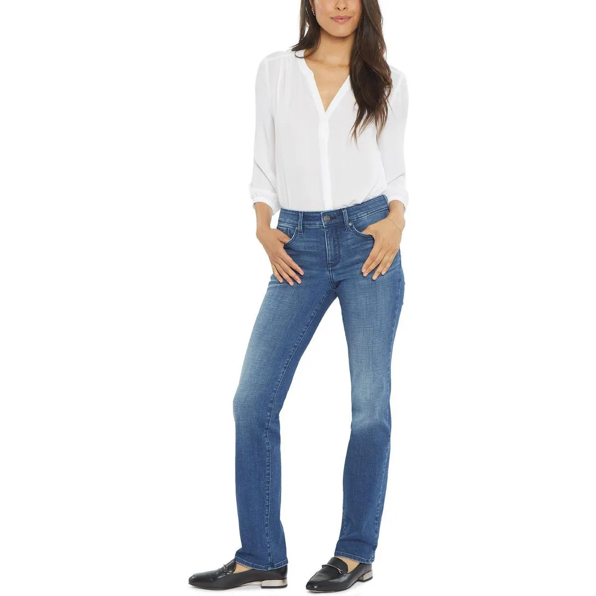 NYDJ Jeans Femme Casual à Poches Coupe Droite