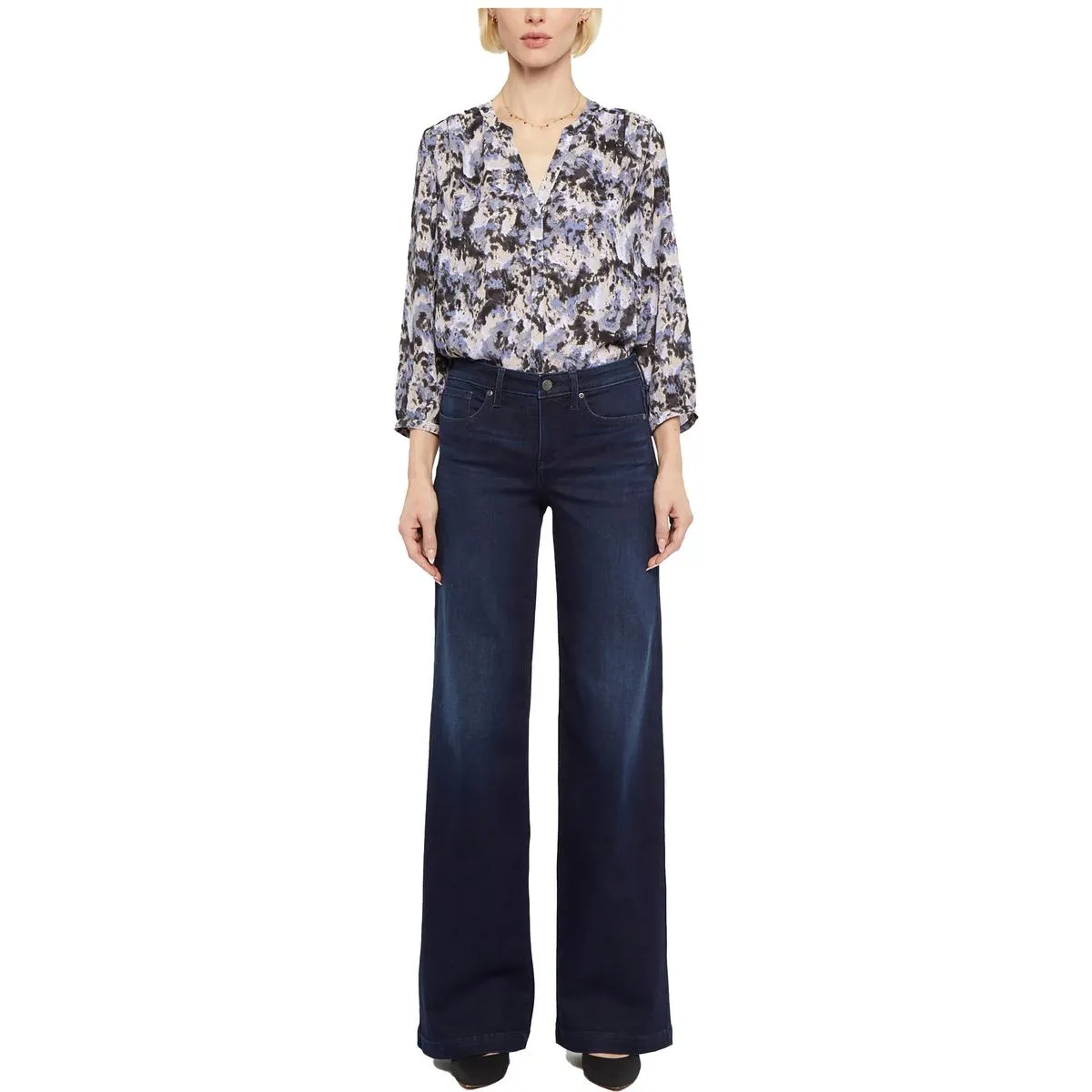 NYDJ Femmes Teresa Jeans larges à taille moyenne en denim foncé