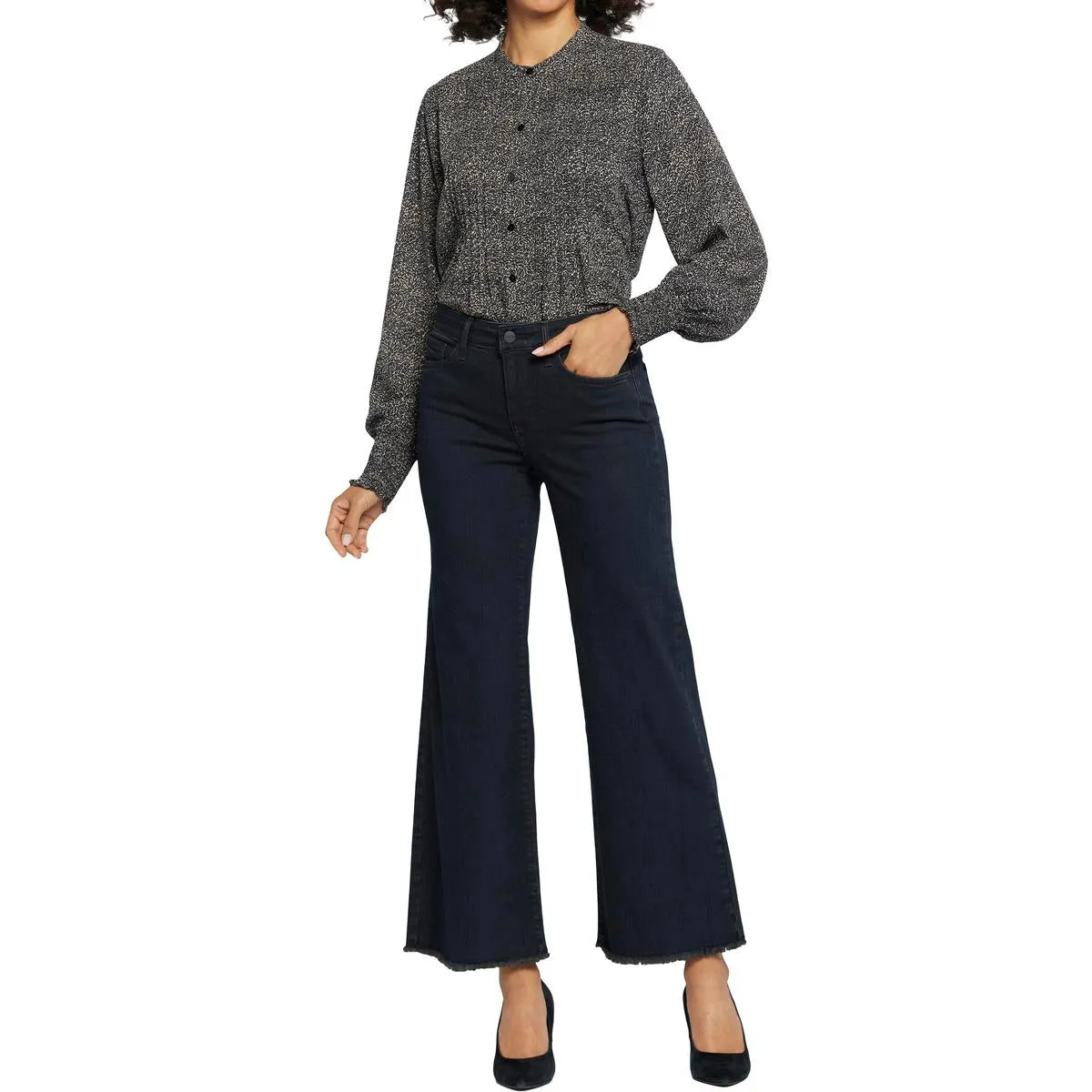 NYDJ Femmes Teresa Jeans à Jambe Large Ourlet Effiloché en Denim