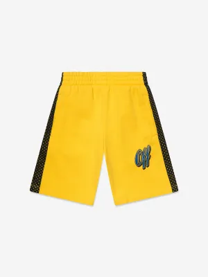 Short en maille avec logo de baseball Off-White Boys en jaune