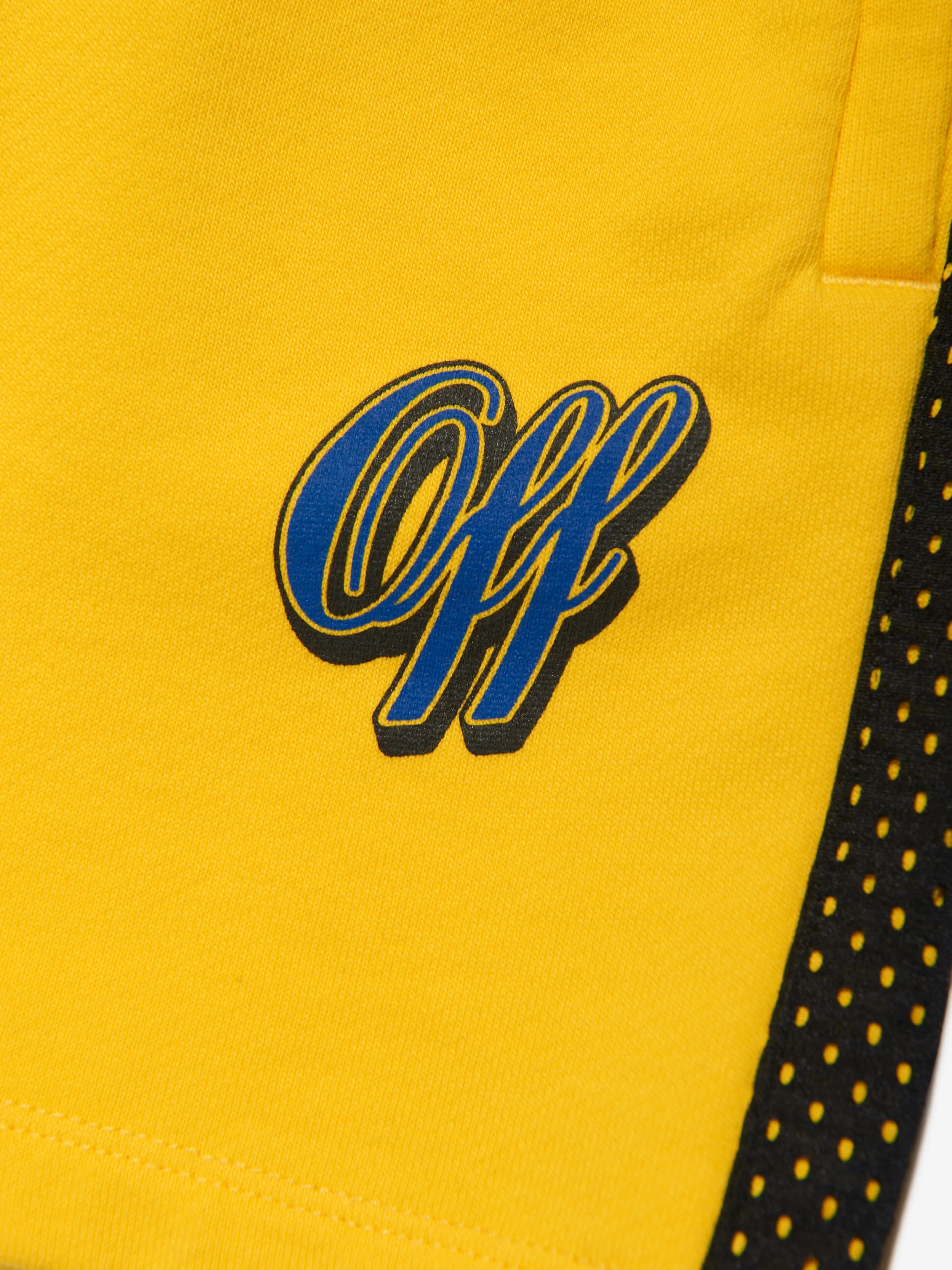 Short en maille avec logo de baseball Off-White Boys en jaune