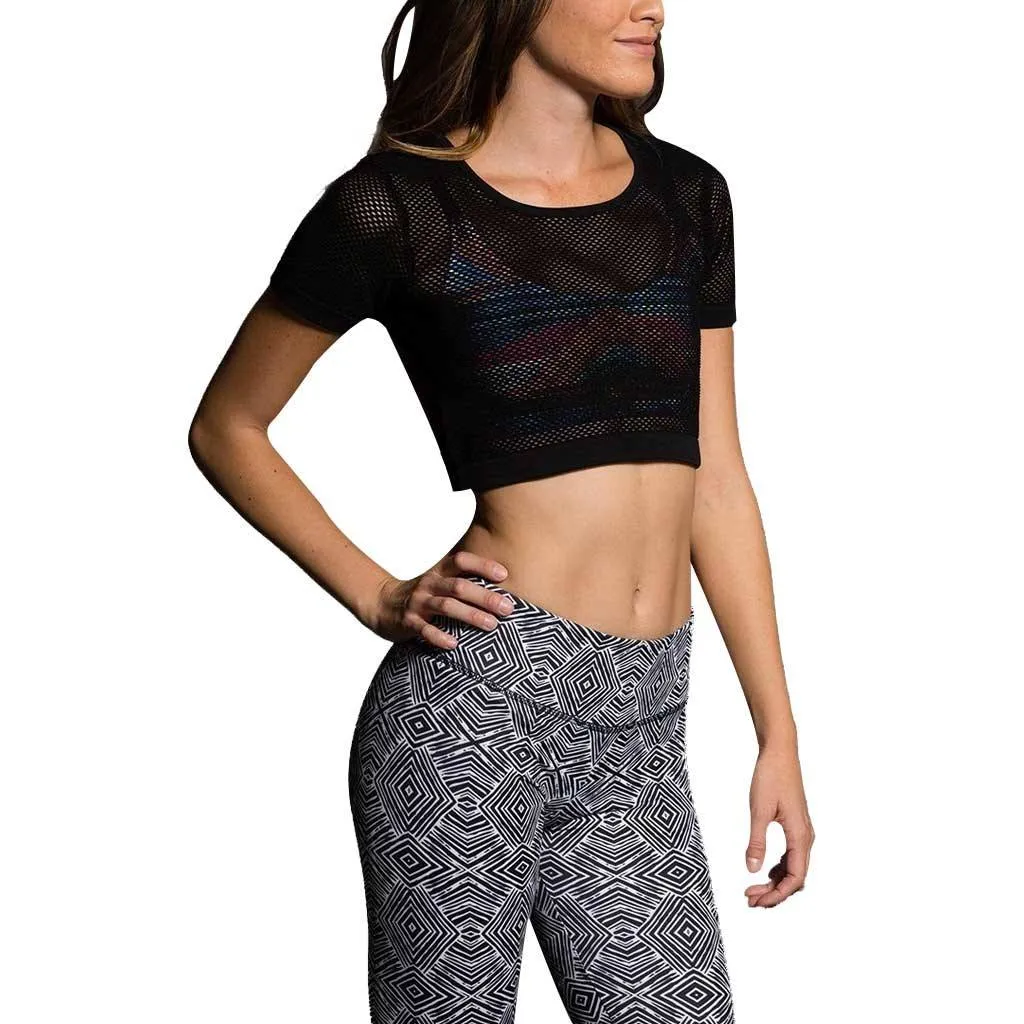 Onzie Haut de Crop en Maille Sans Couture pour Yoga Chaud 3013 Noir