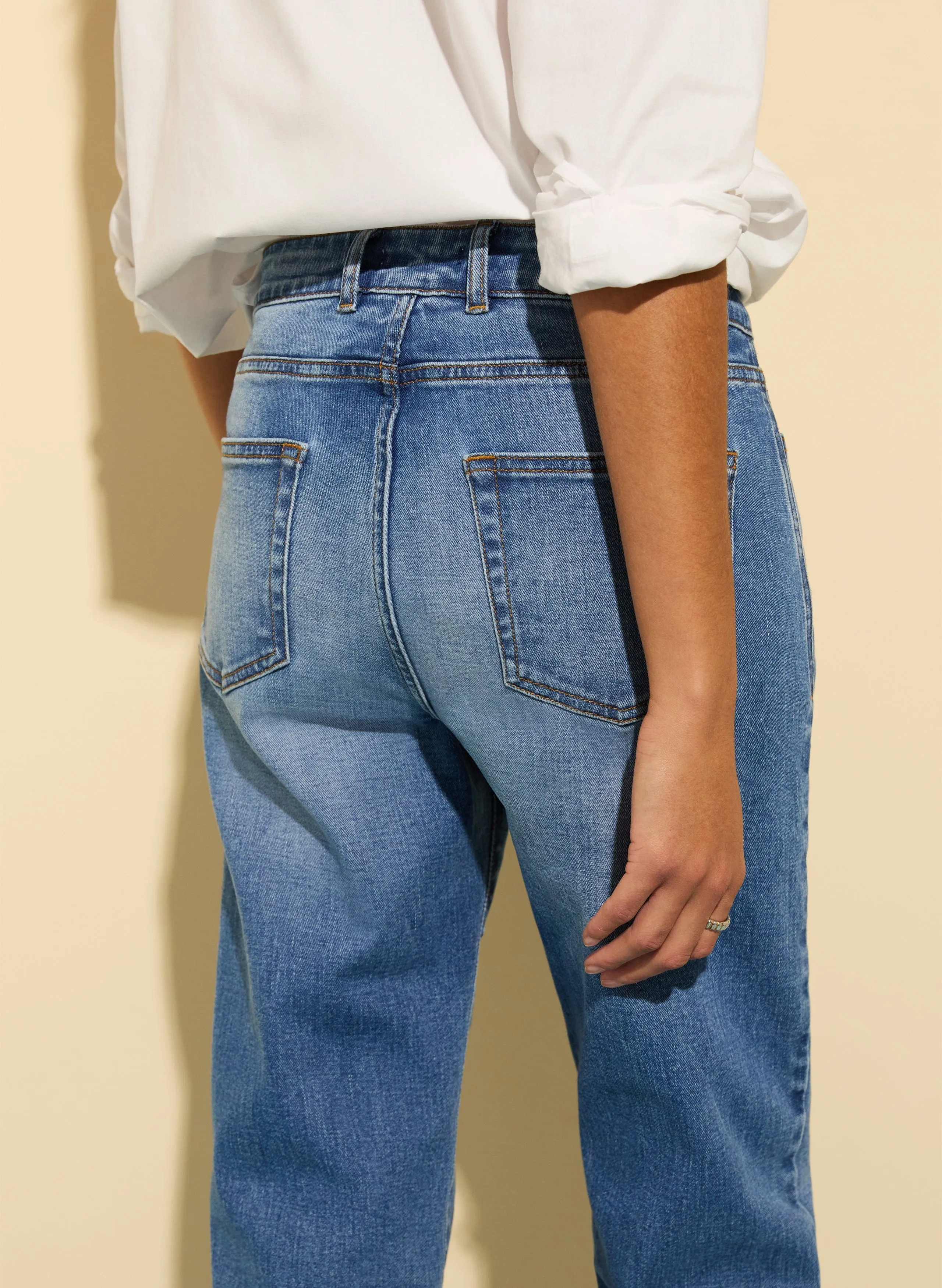 Petite Eda Jean Boyfriend en Coton Bio Élastique | Indigo Lavé