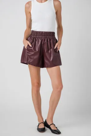 Short en Simili Cuir Pincé