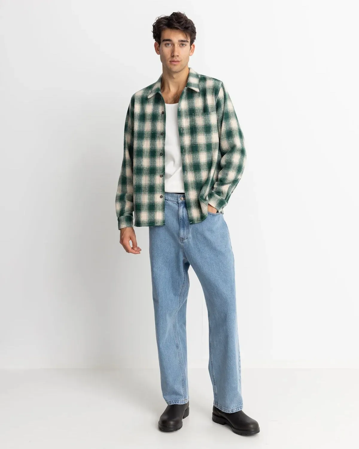 Chemise en flanelle à carreaux verte