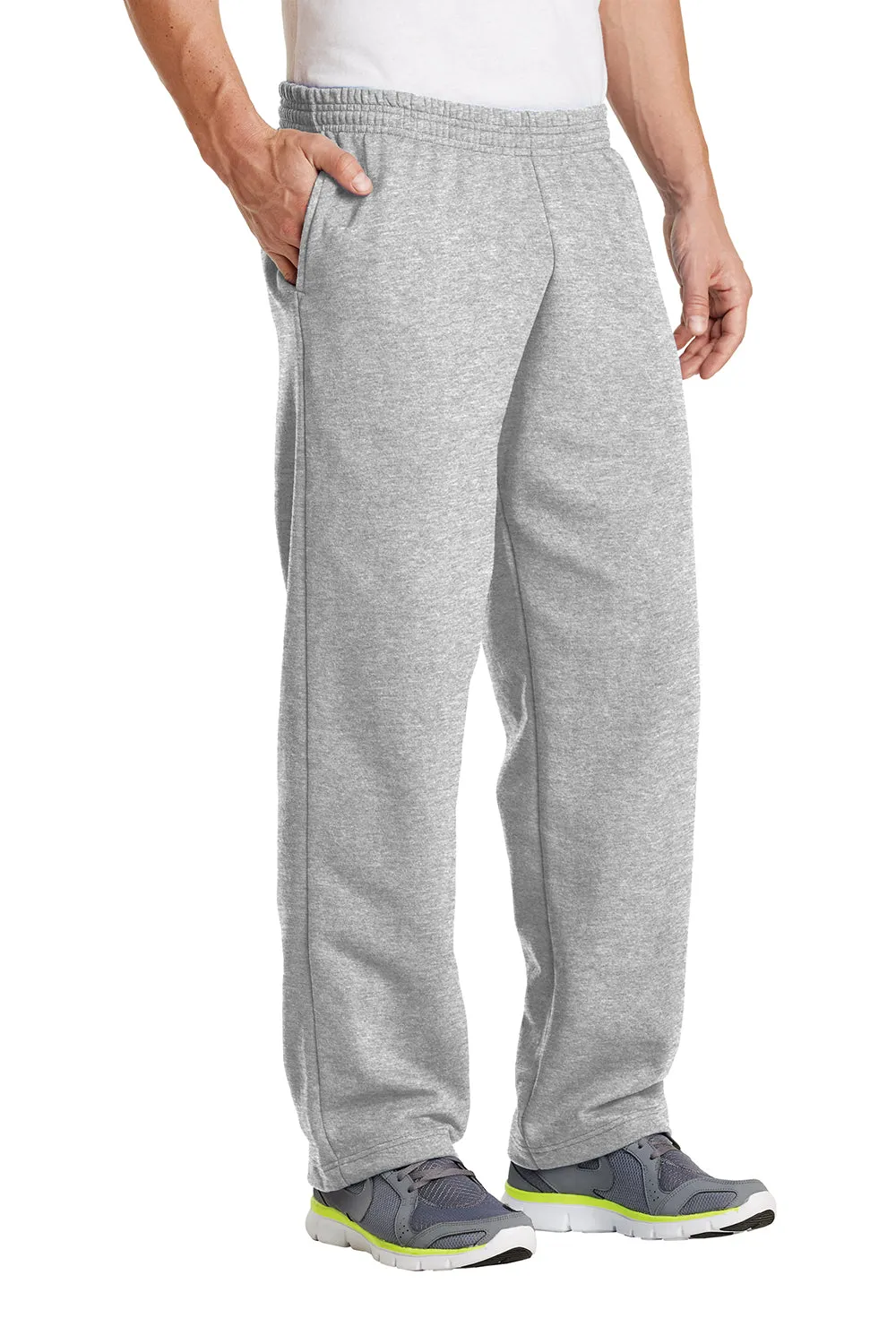 Port & Company Pantalon de survêtement pour homme en polaire résistante aux pilules avec ourlet ouvert et poches - Gris cendré