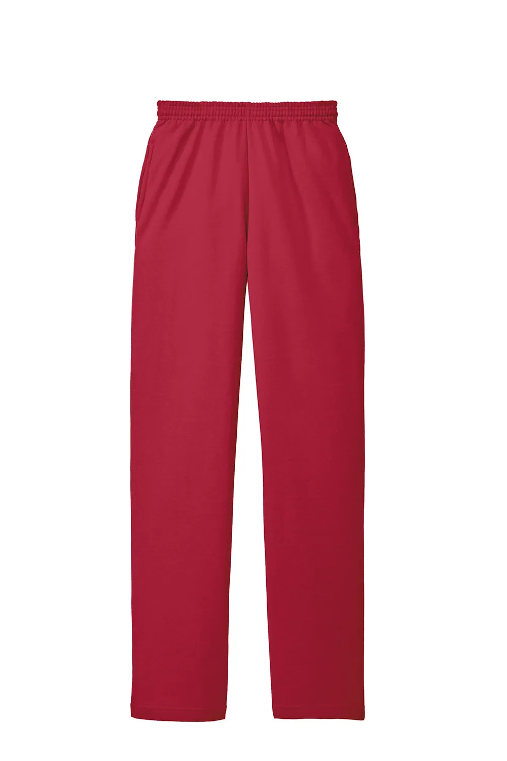 Port & Company Pantalon de survêtement pour homme en polaire résistante aux pilules avec ourlet ouvert et poches - Rouge