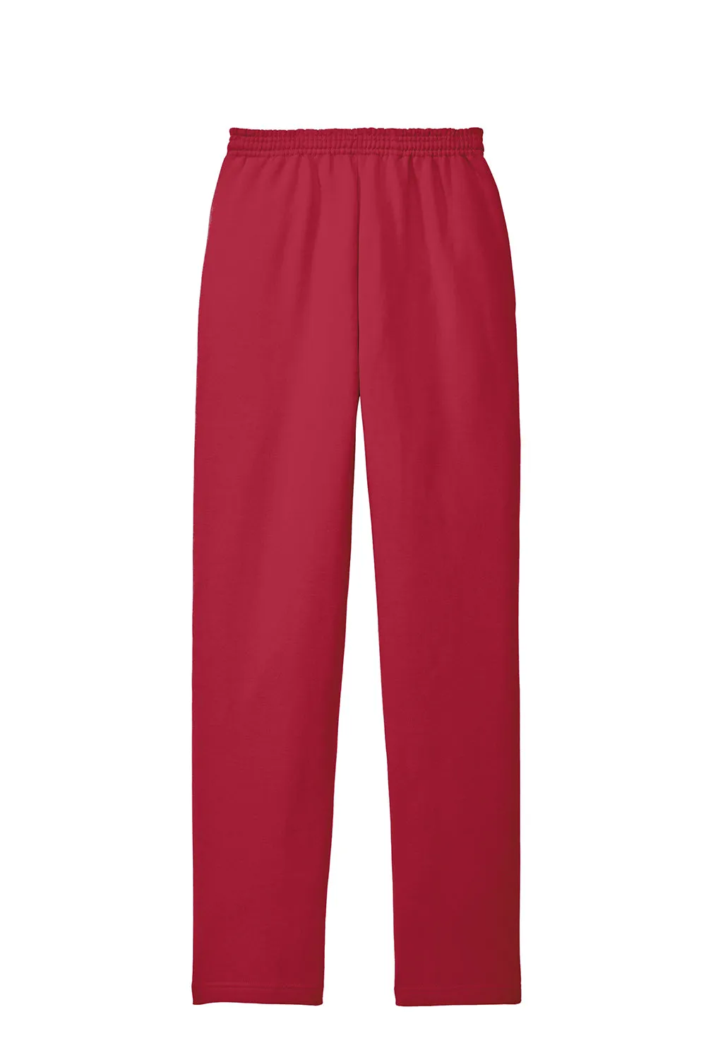Port & Company Pantalon de survêtement pour homme en polaire résistante aux pilules avec ourlet ouvert et poches - Rouge