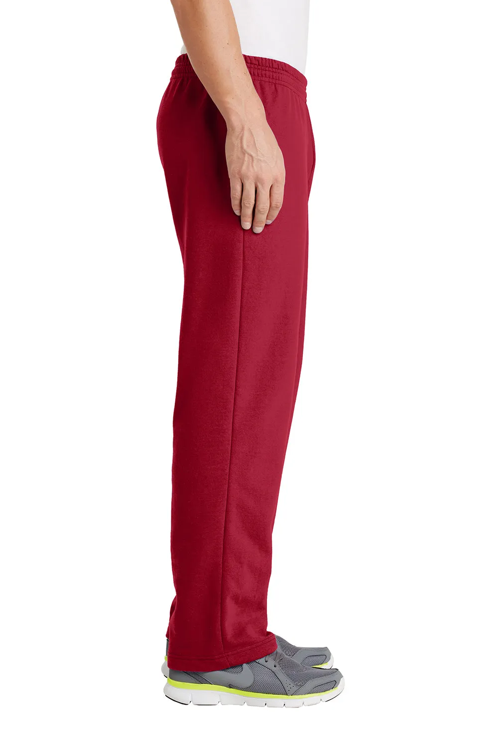 Port & Company Pantalon de survêtement pour homme en polaire résistante aux pilules avec ourlet ouvert et poches - Rouge