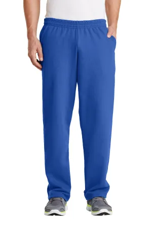 Port & Company Pantalon de survêtement pour homme en polaire résistante aux pilules avec ourlet ouvert et poches - Bleu royal