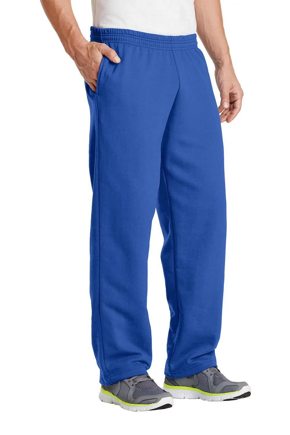 Port & Company Pantalon de survêtement pour homme en polaire résistante aux pilules avec ourlet ouvert et poches - Bleu royal