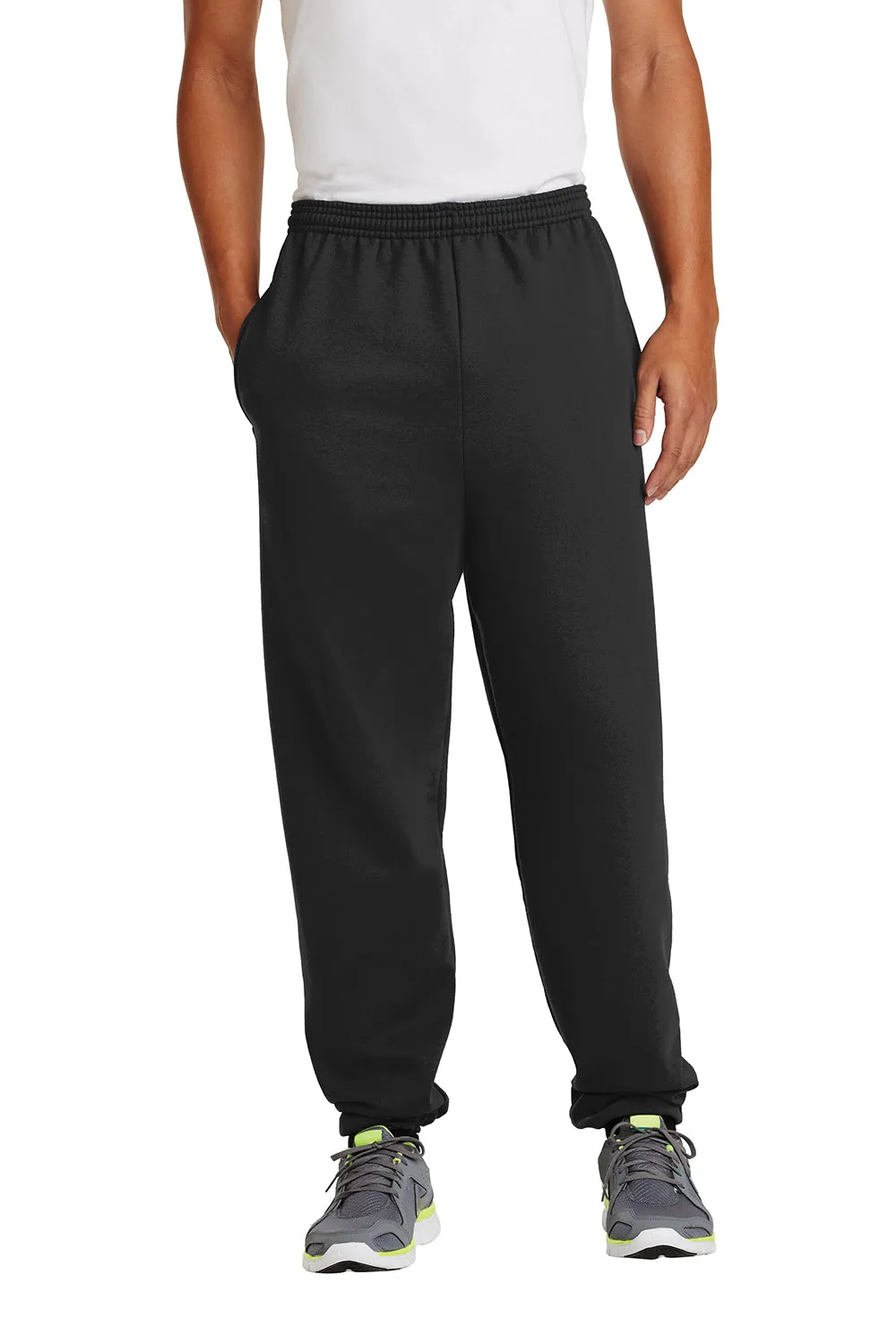 Port & Company Pantalon de survêtement en polaire résistant aux pilules pour hommes avec poches - Noir intense