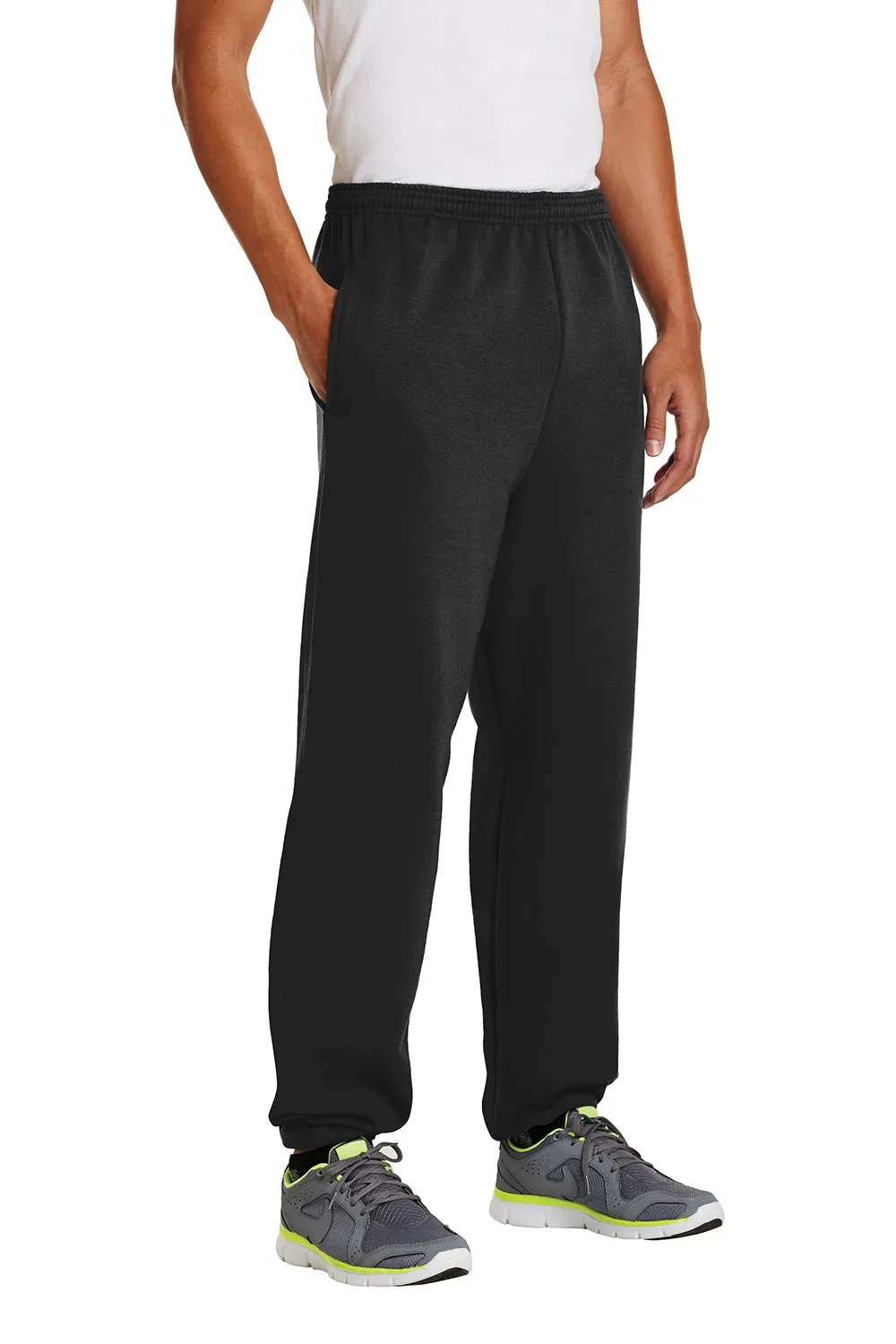 Port & Company Pantalon de survêtement en polaire résistant aux pilules pour hommes avec poches - Noir intense