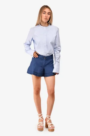 Chanel™ Shorts en Denim Bleu à Volants CC Taille 38 d'Occasion