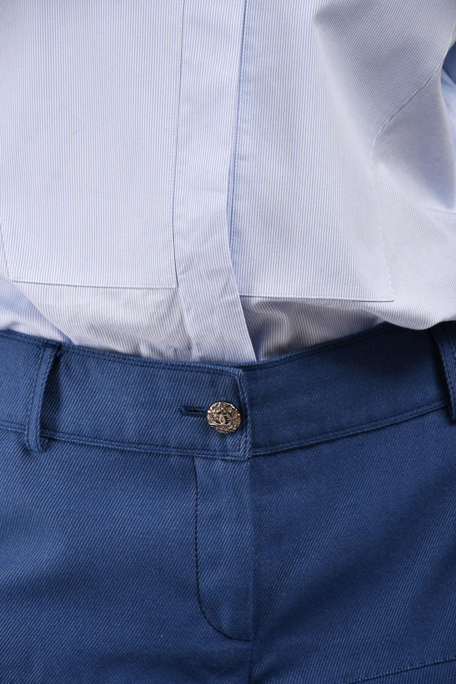 Chanel™ Shorts en Denim Bleu à Volants CC Taille 38 d'Occasion