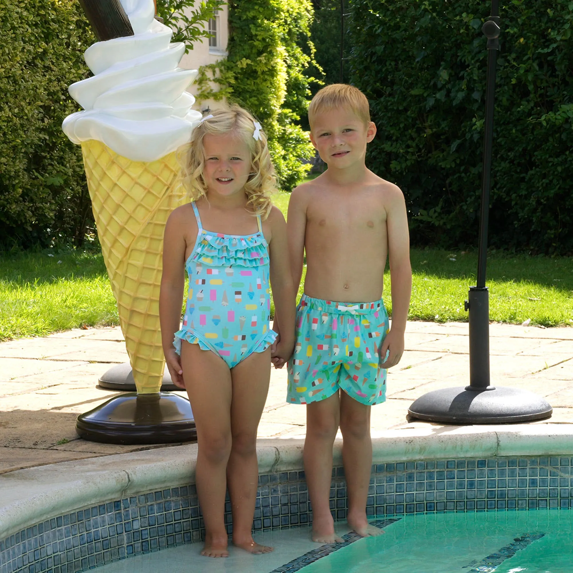 Rachel Riley Shorts de bain Ice Lolly pour garçons en bleu