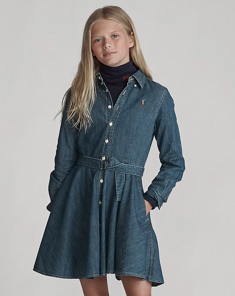 Robe Chemise Denim pour Filles Ralph Lauren en Bleu