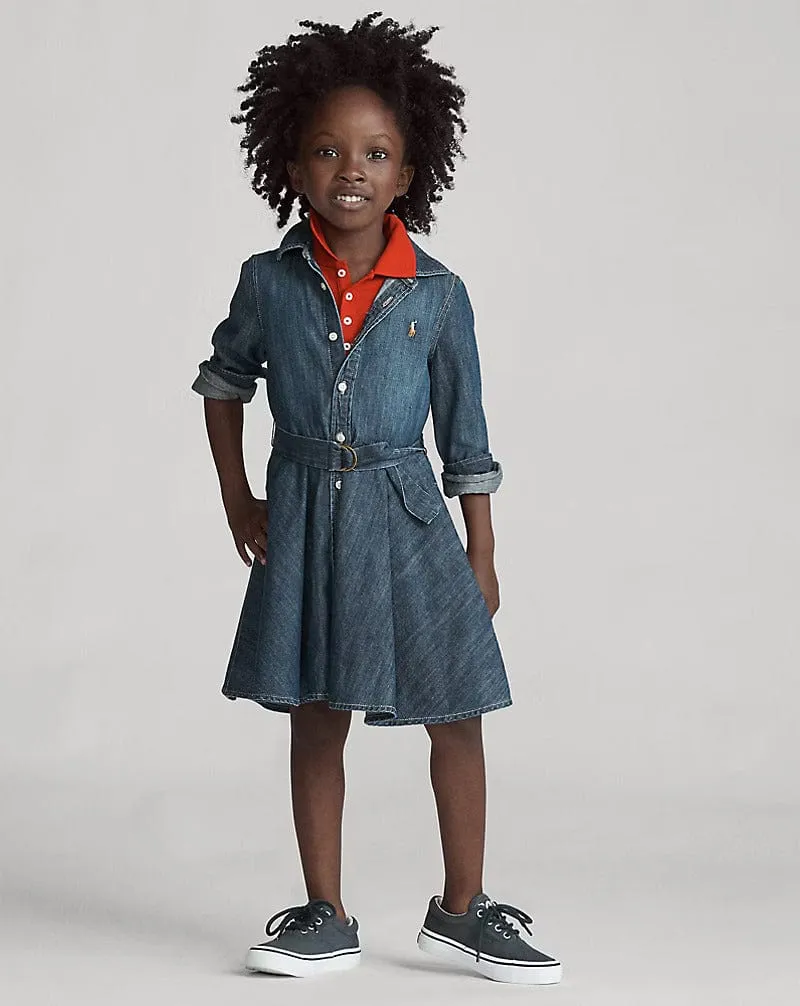 Robe Chemise Denim pour Filles Ralph Lauren en Bleu
