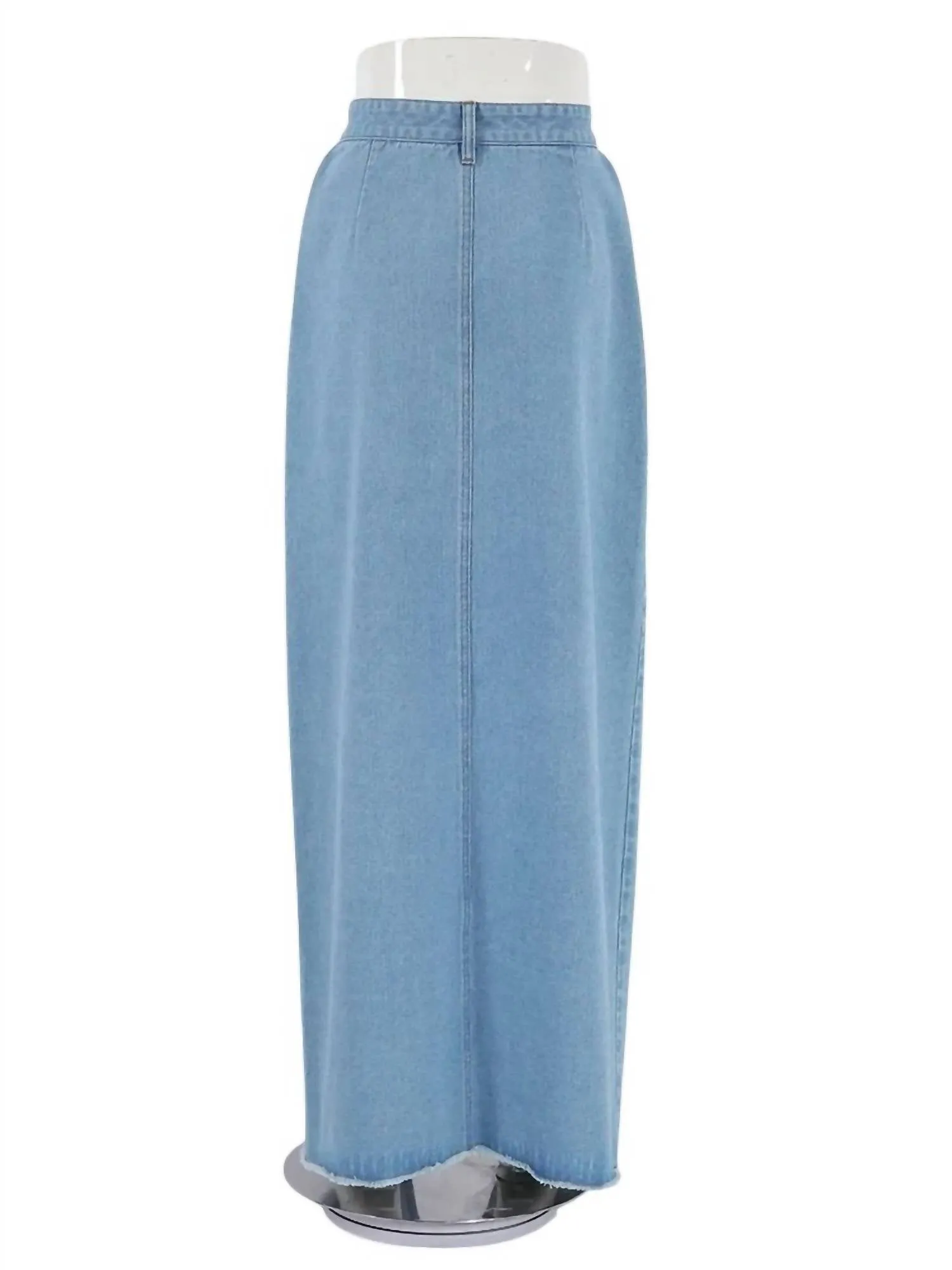Jupe longue en denim à ourlet brut, lavage clair