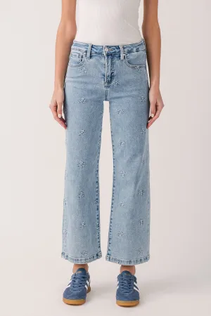 Jeans larges brodés taille haute Risen Daisy