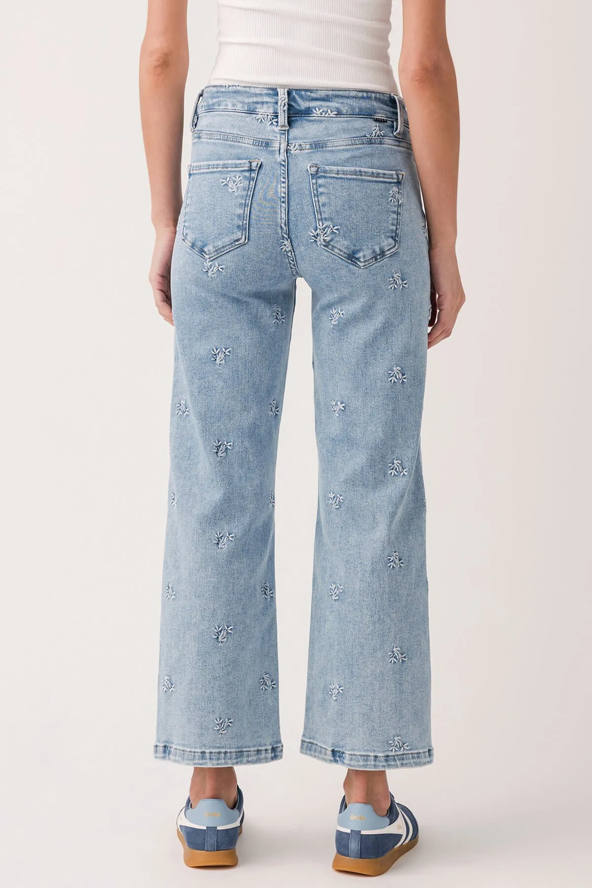 Jeans larges brodés taille haute Risen Daisy