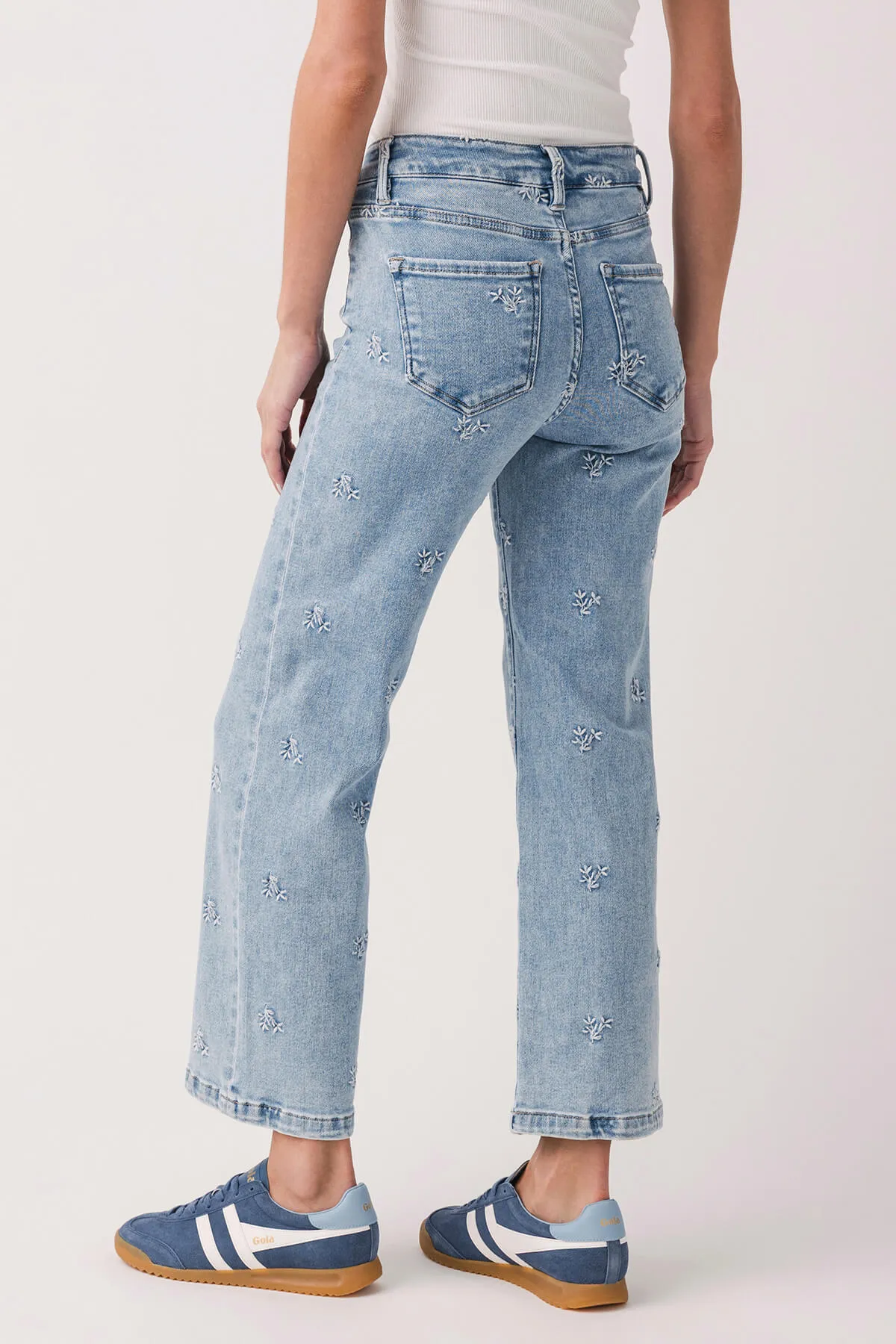 Jeans larges brodés taille haute Risen Daisy