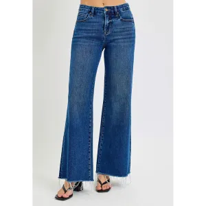Jeans larges à taille mi-haute avec contrôle du ventre
