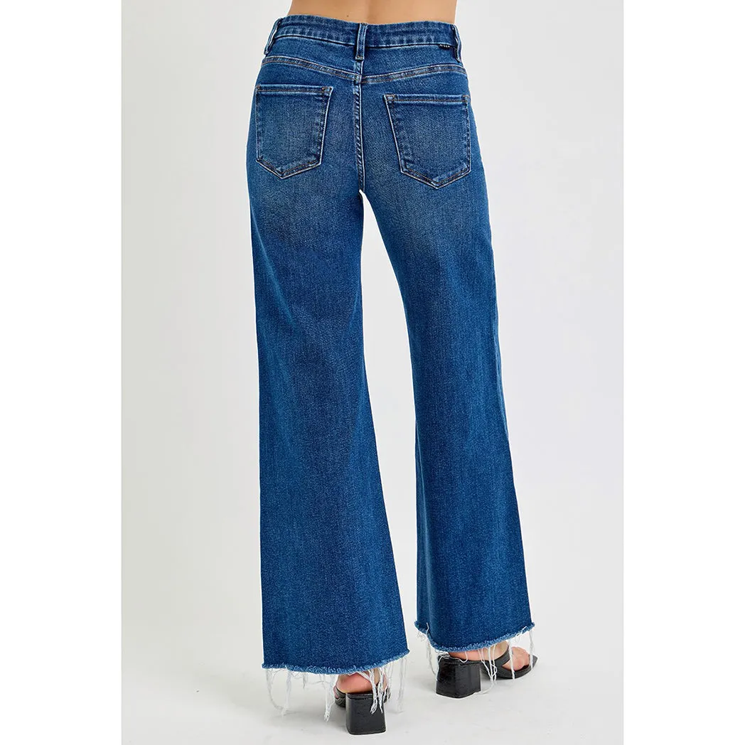 Jeans larges à taille mi-haute avec contrôle du ventre