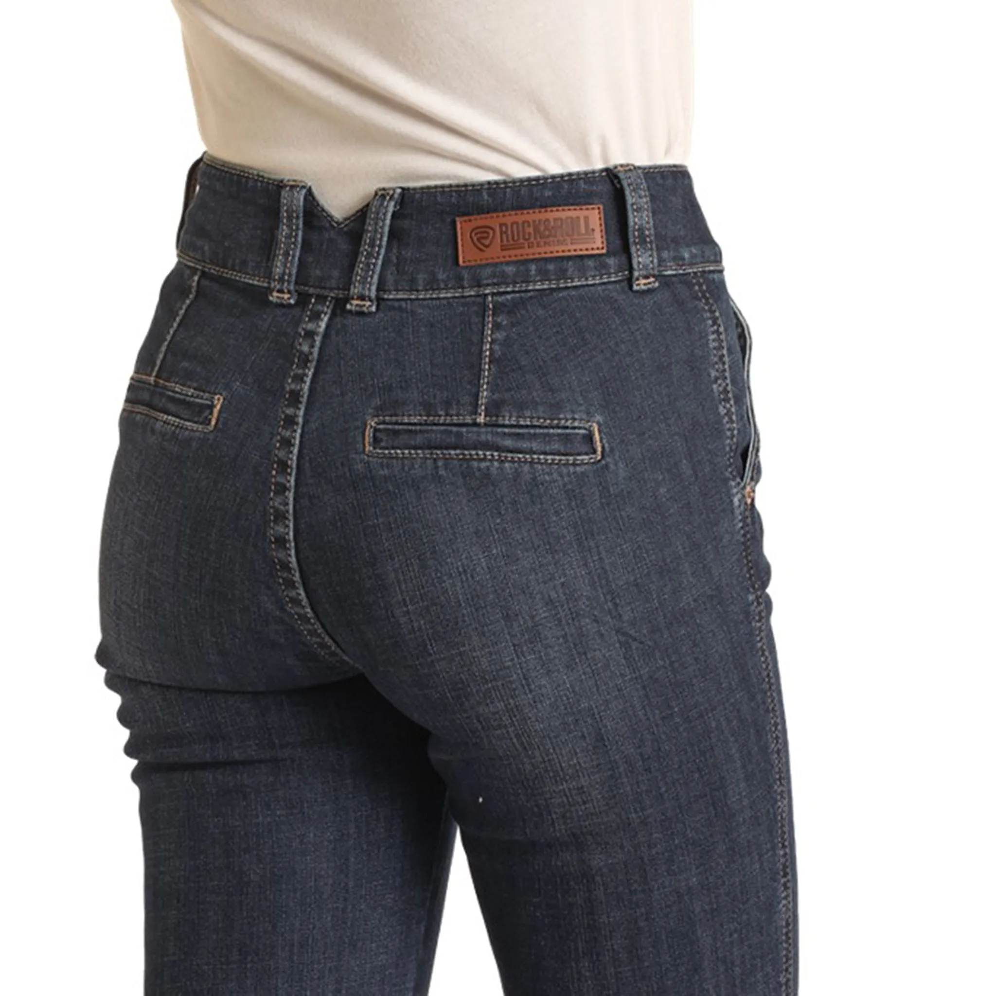 Jeans Rock & Roll Cowgirl à Taille Haute en Pantalon Sombre