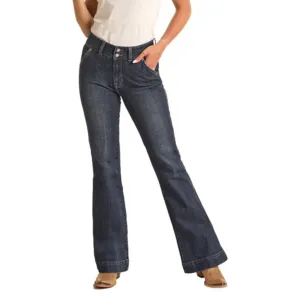 Jeans Rock & Roll Cowgirl à Taille Haute en Pantalon Sombre