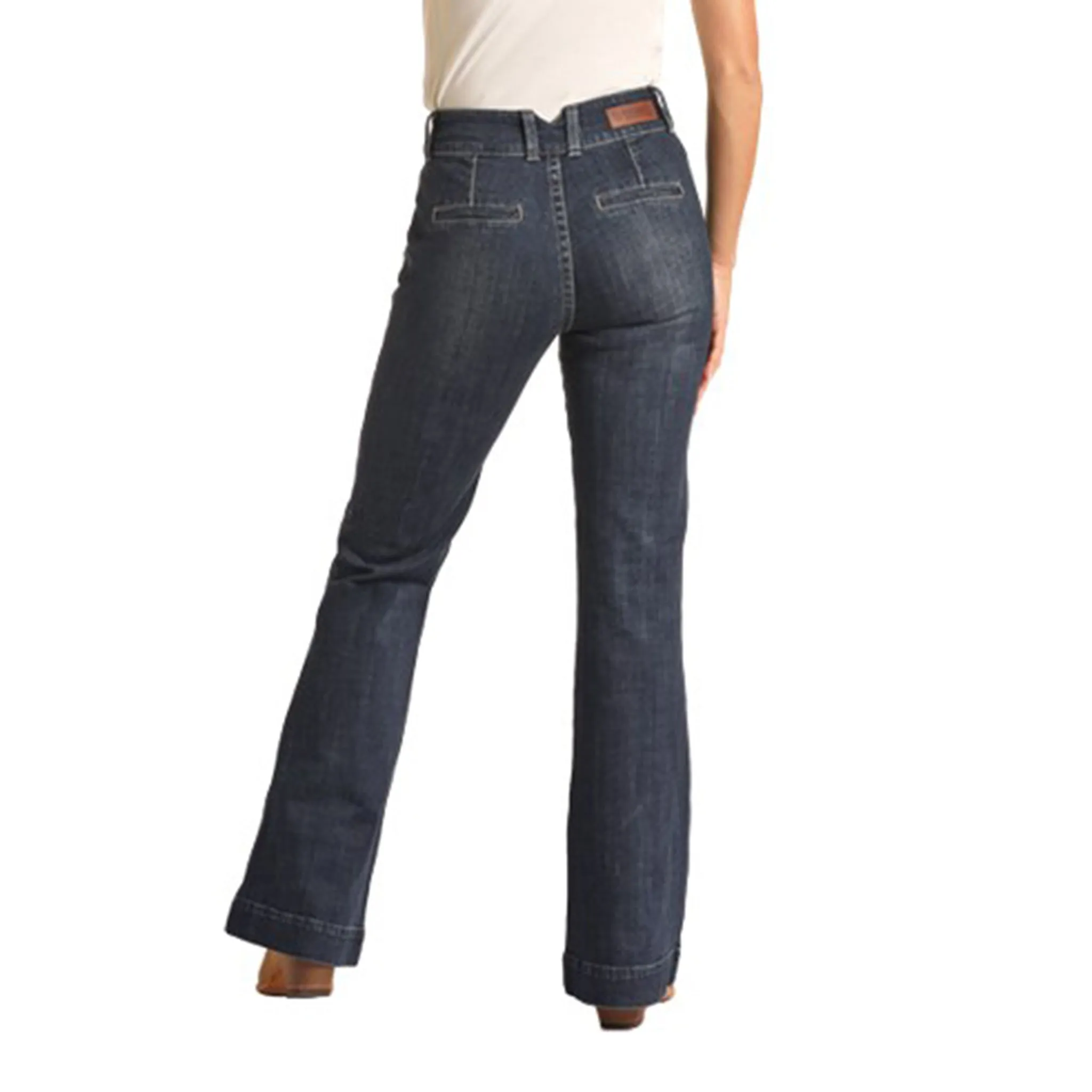 Jeans Rock & Roll Cowgirl à Taille Haute en Pantalon Sombre