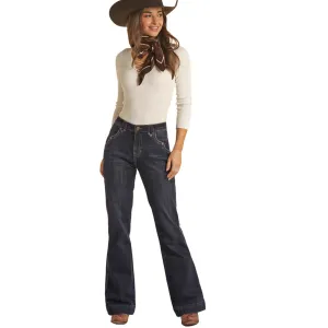 Pantalon à Rivets Rock & Roll Cowgirl à Haute Taille