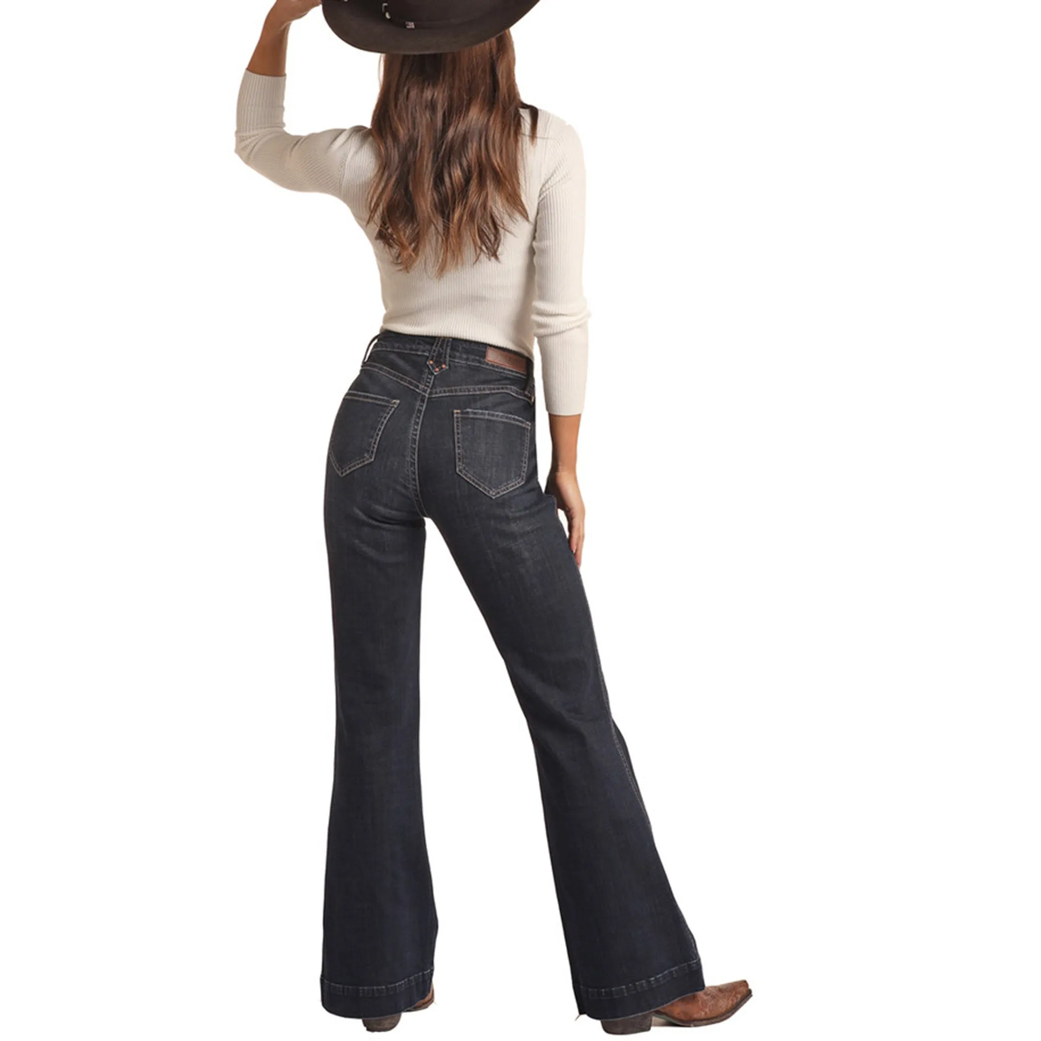 Pantalon à Rivets Rock & Roll Cowgirl à Haute Taille