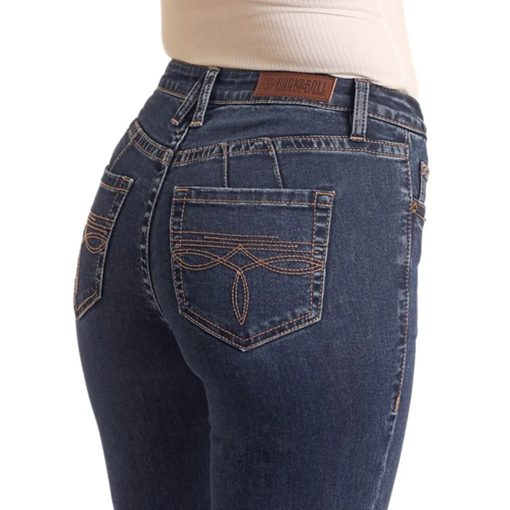 Pantalon Rock & Roll pour Femme à Bottes Sombres avec Coutures