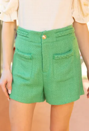 Short en tweed à taille tressée Rose - Solde finale 50% de réduction dans le panier