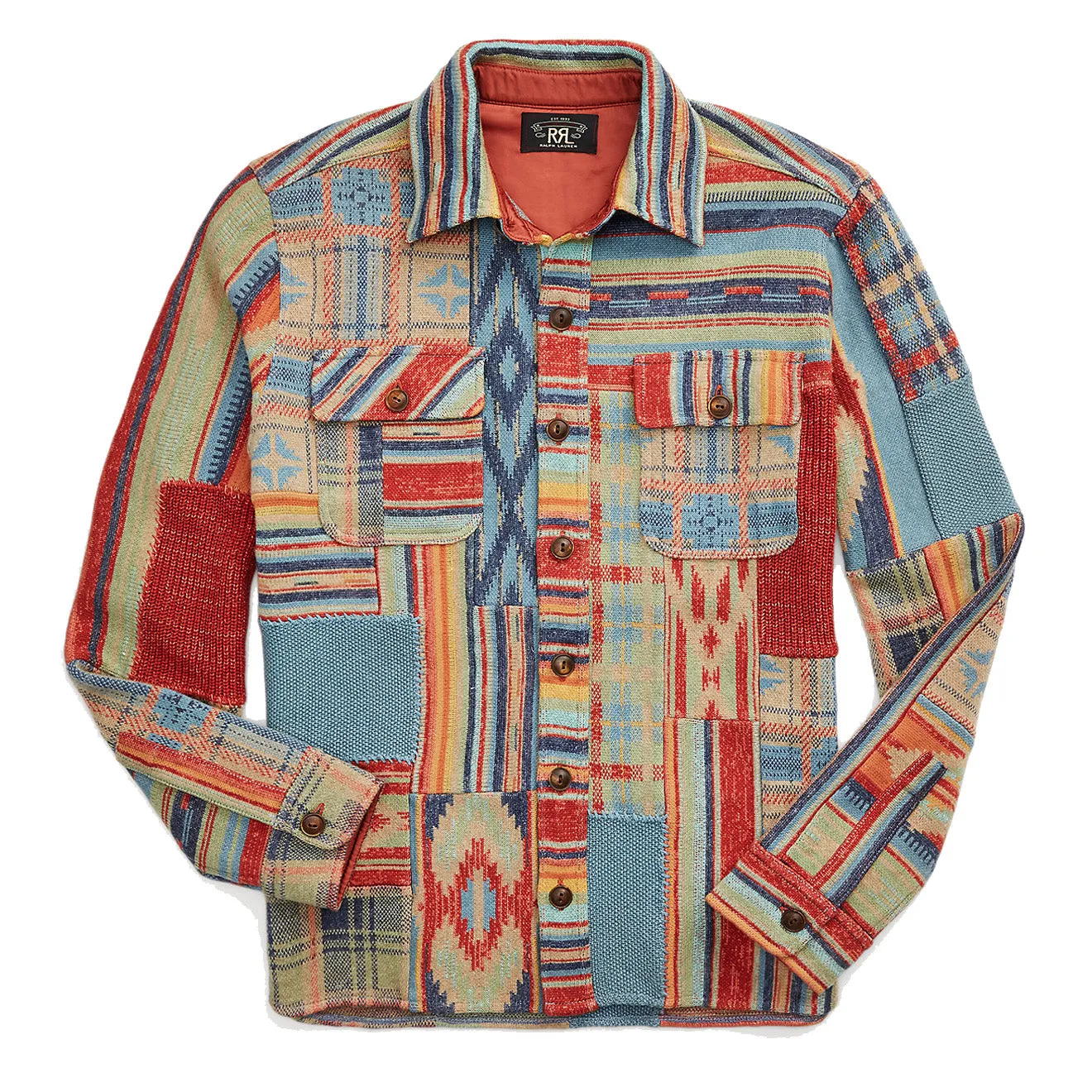 RRL par Ralph Lauren Pull à carreaux patchwork rouille multicolore