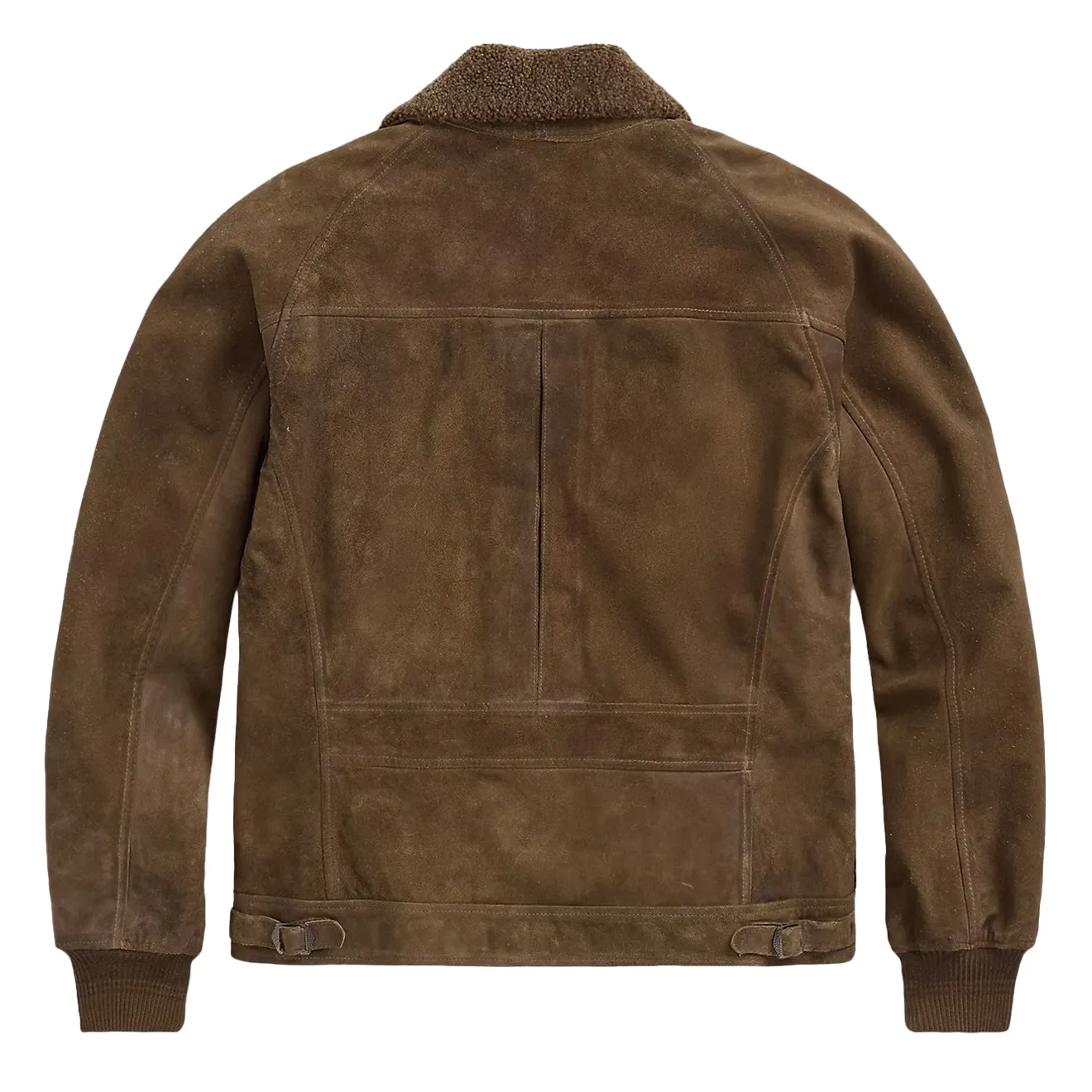 Veste en daim roughout à panneaux en shearling RRL par Ralph Lauren - Marron vintage