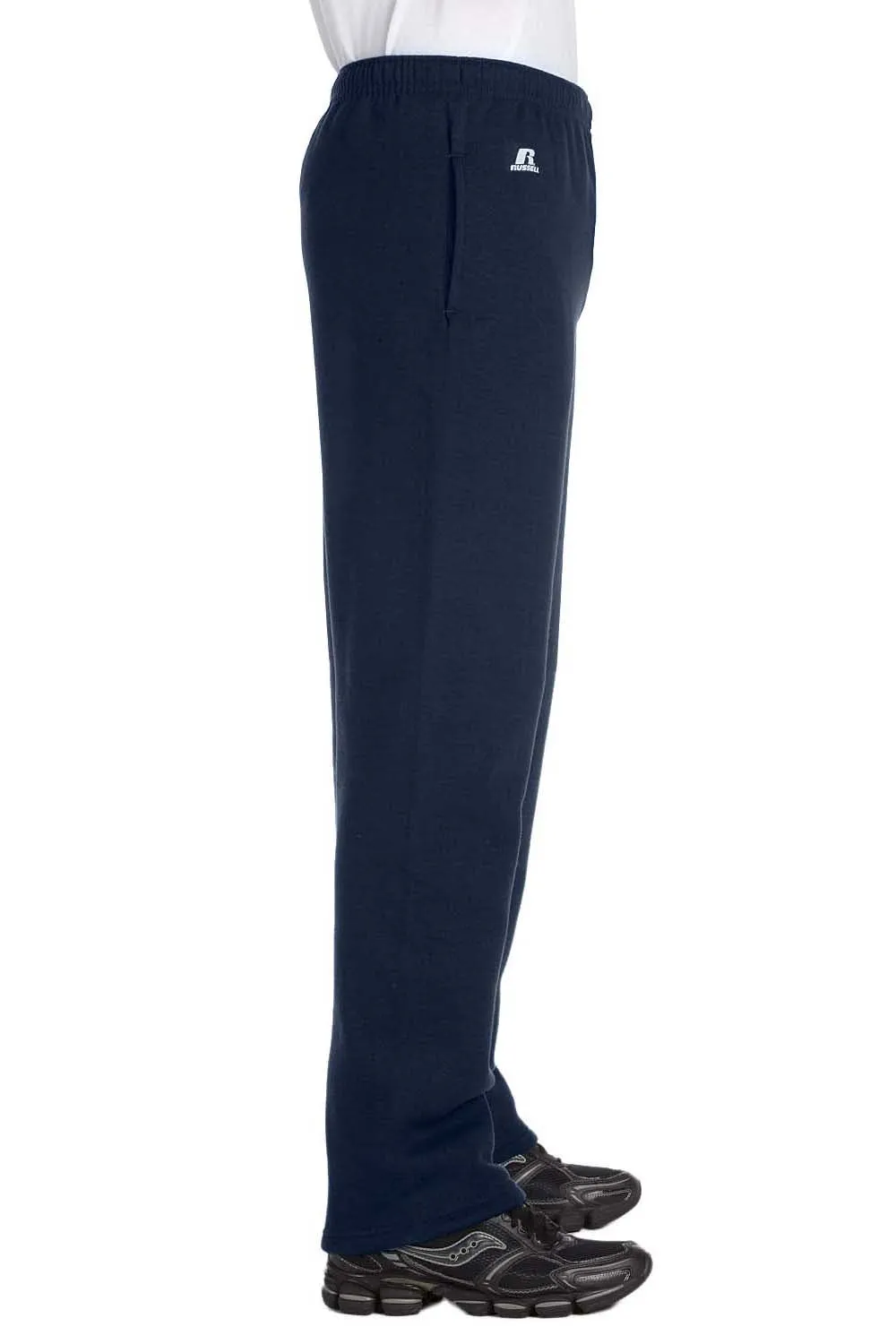 Pantalon de survêtement Russell Athletic pour homme avec évacuation de l'humidité Dri Power, bas ouvert et poches - Bleu marine